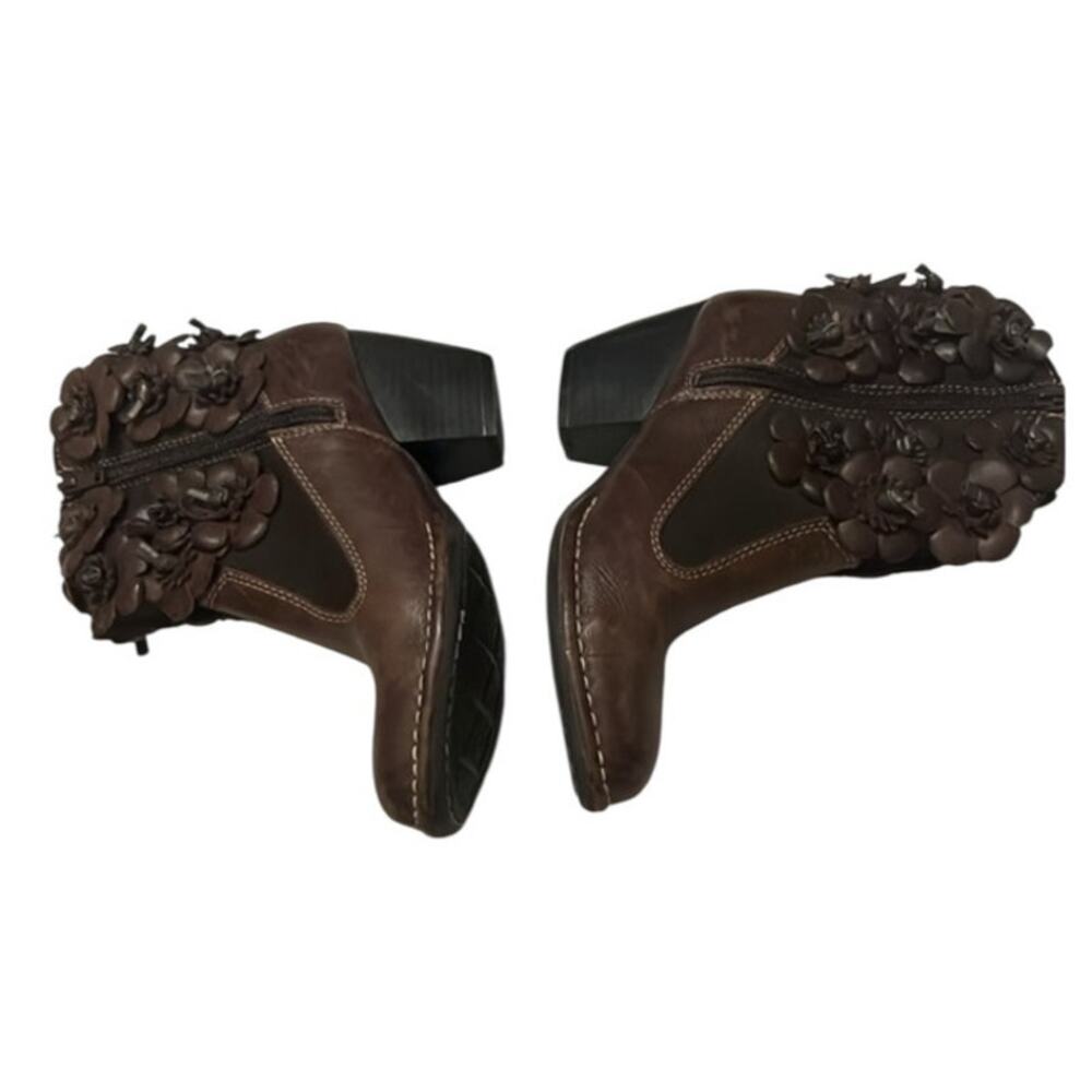 Lobo Solo Women's Ankle Boots Genuine Bovine Leather Flower Design Size 6 - Picture 8 of 13